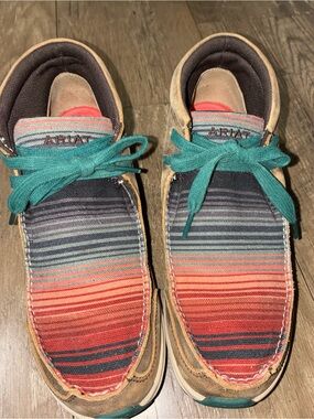Ariat Multicolor Striped Canvas Sneakers with Teal Laces